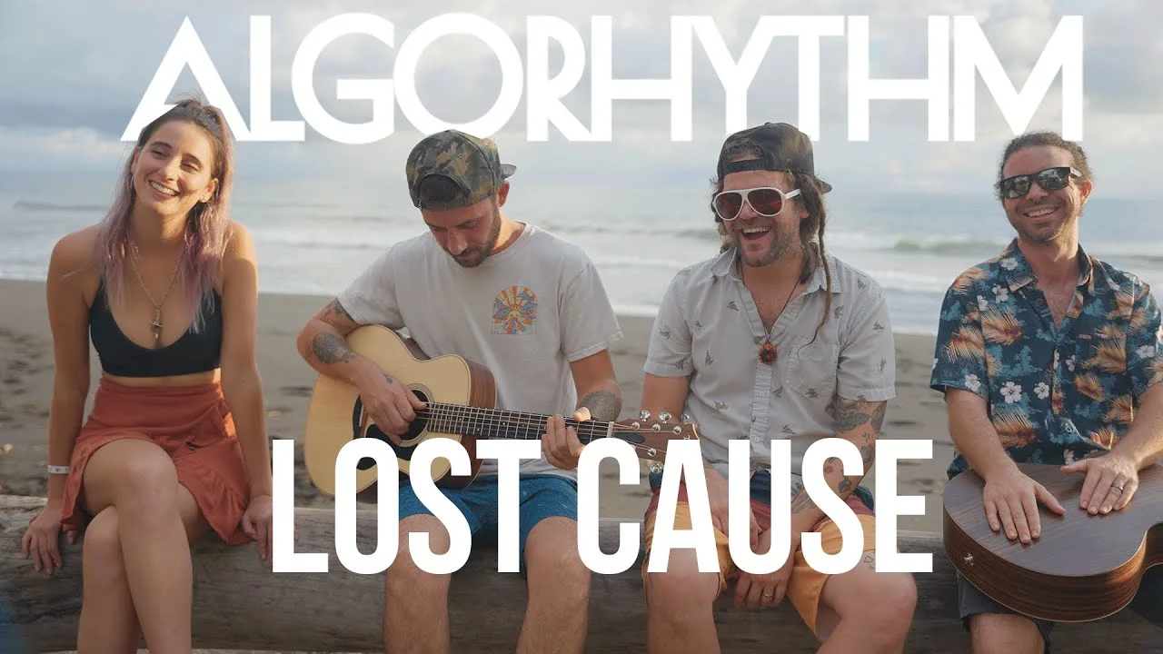 A group on a sunlit rooftop in the Algorhythm video for Lost Cause